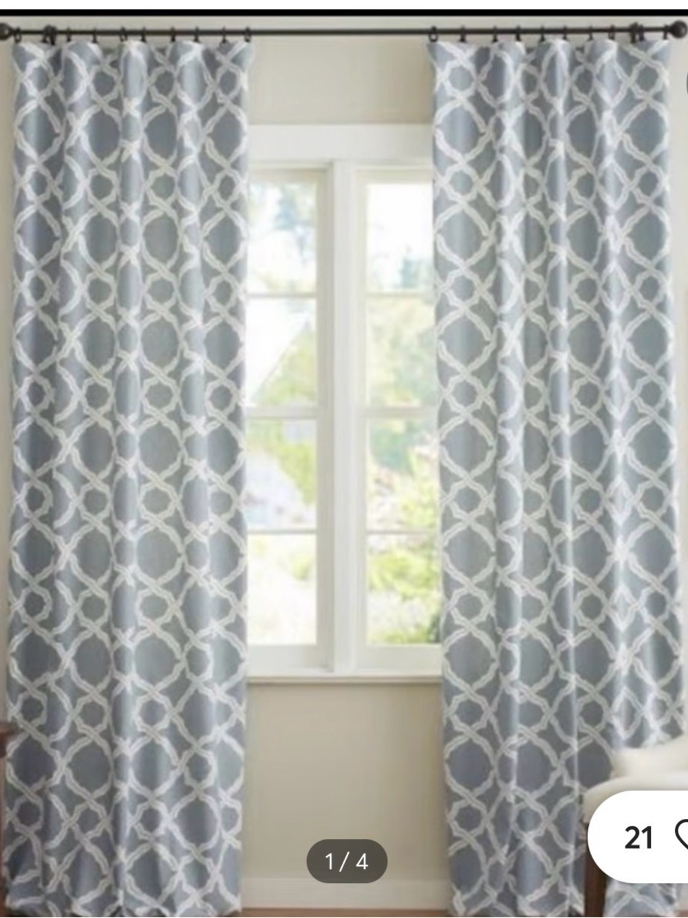 4 lined panels Kendra trellis Pottery Barn drapes